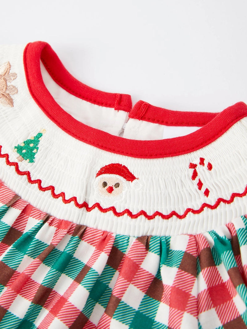 Girls Christmas Smocked Romper