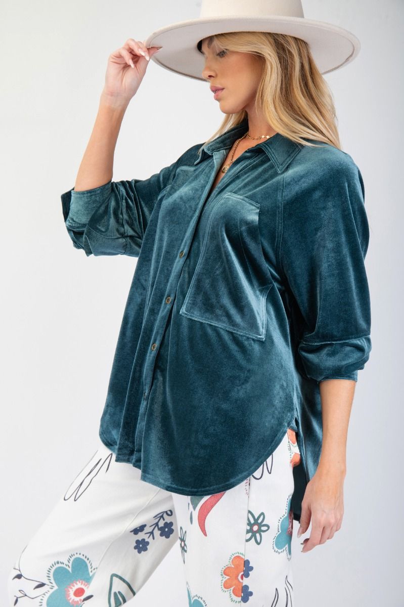 Oversized Velvet Shirt