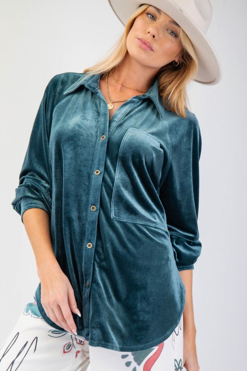 Oversized Velvet Shirt