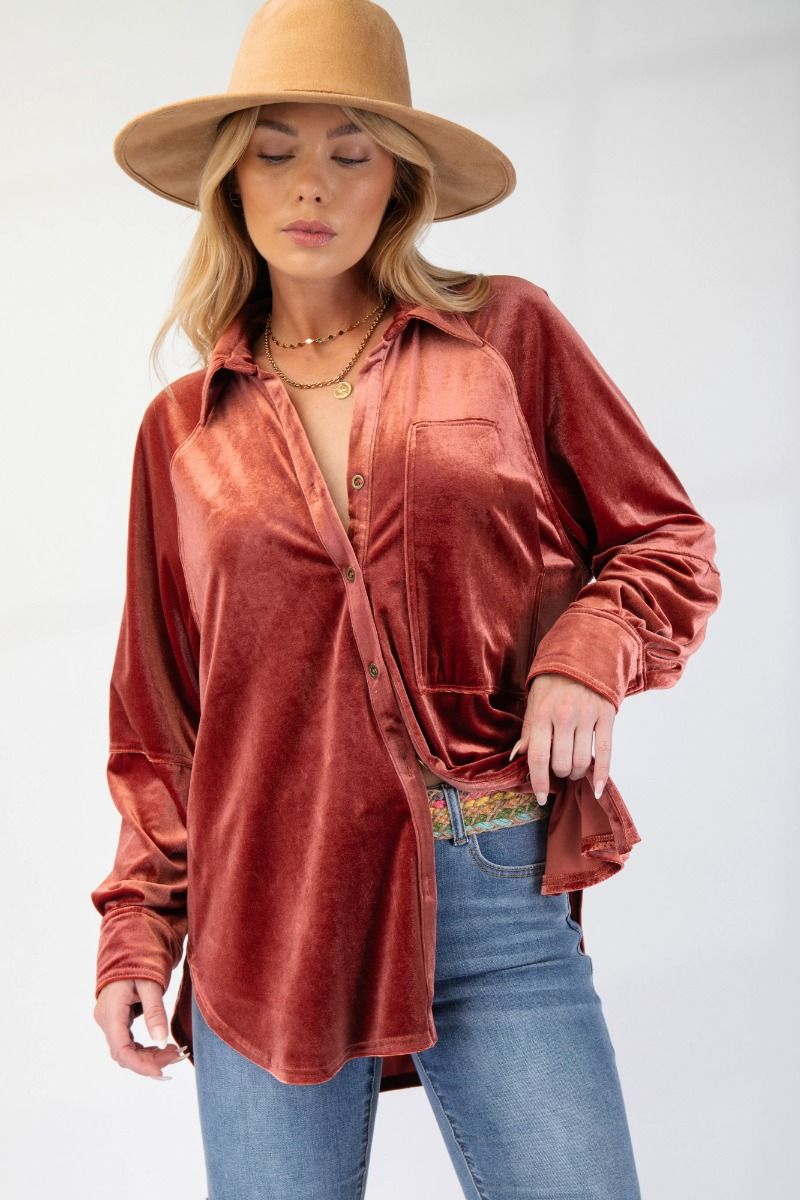 Oversized Velvet Shirt