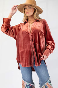 Oversized Velvet Shirt