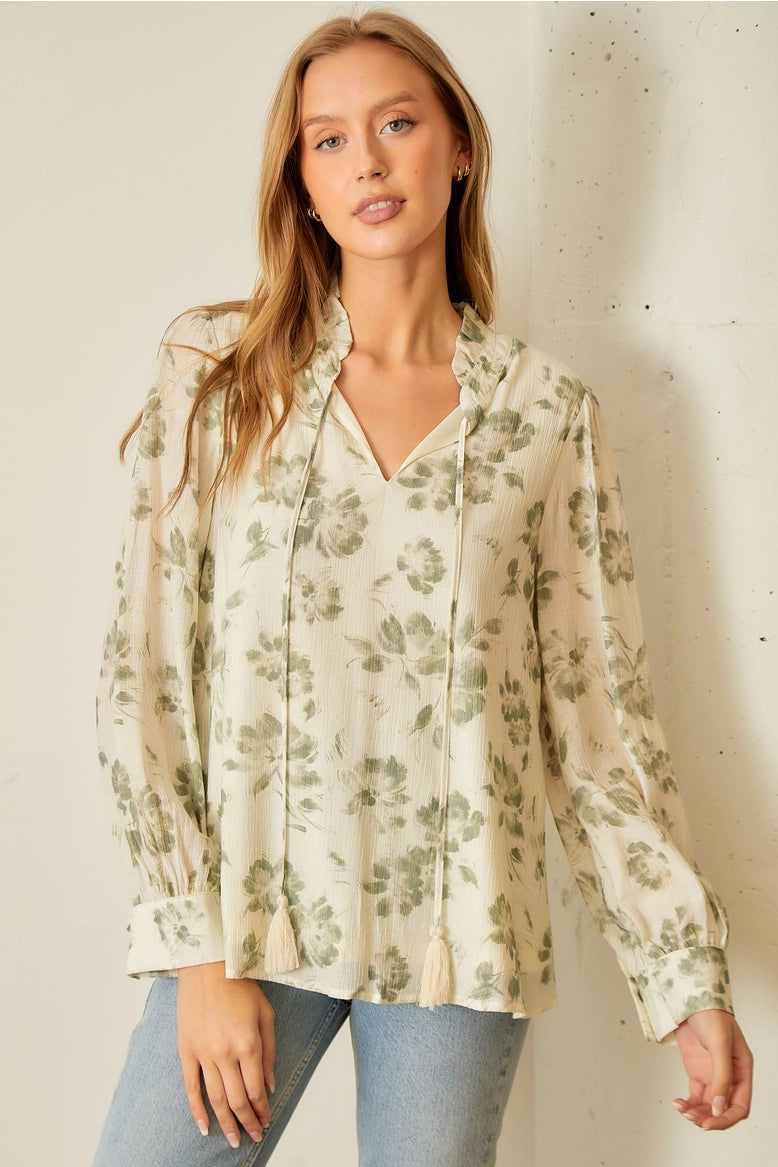 Floral V Neck Blouse