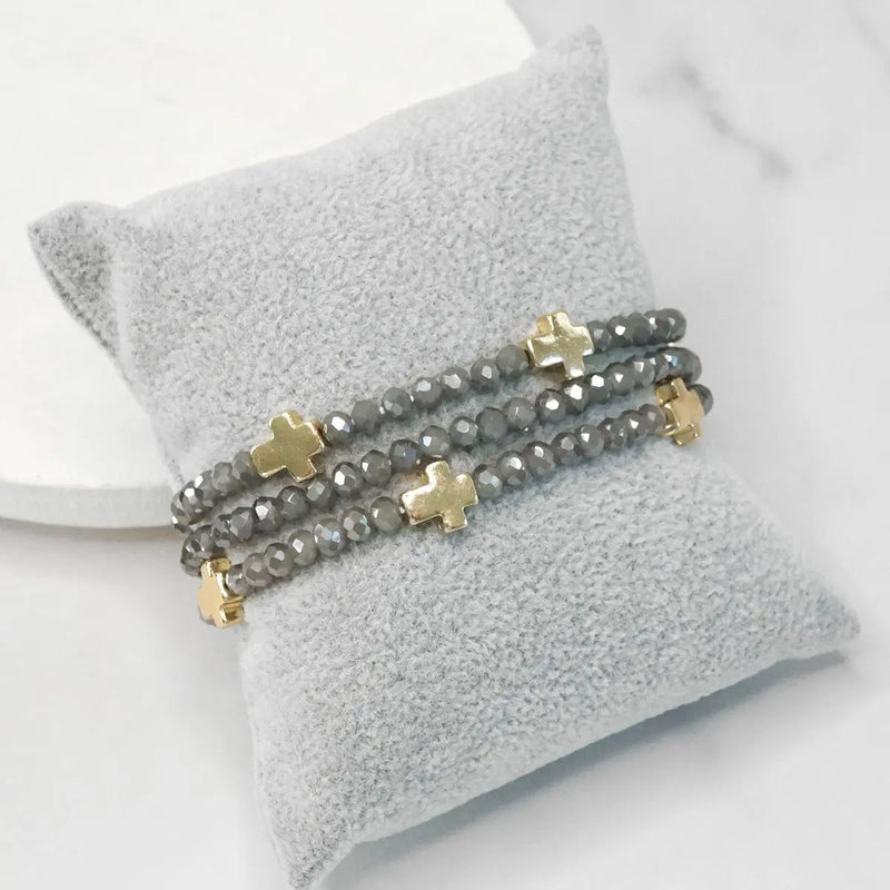 Mini Sideways Cross Bracelet Stack