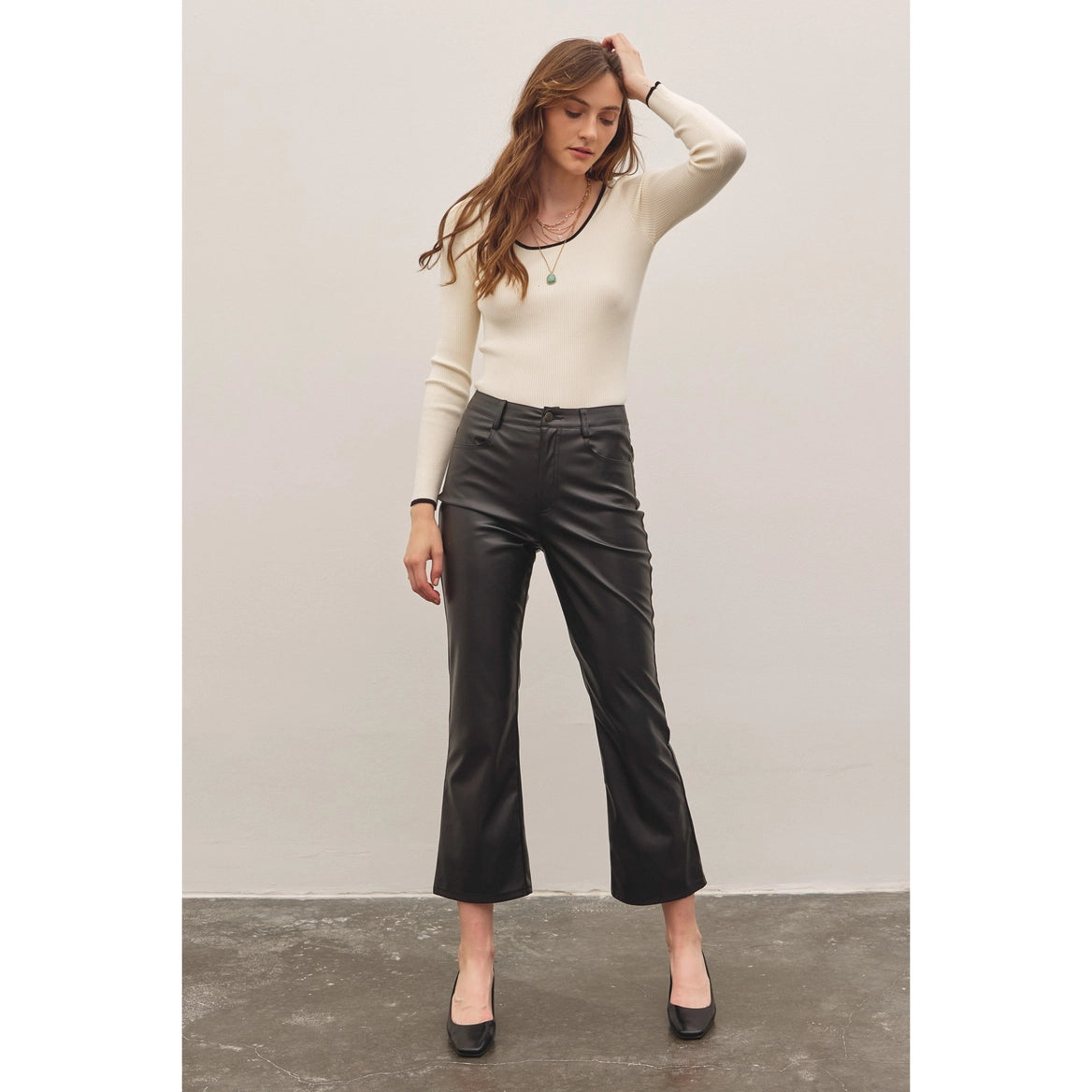 Vegan Leather Crop Pants