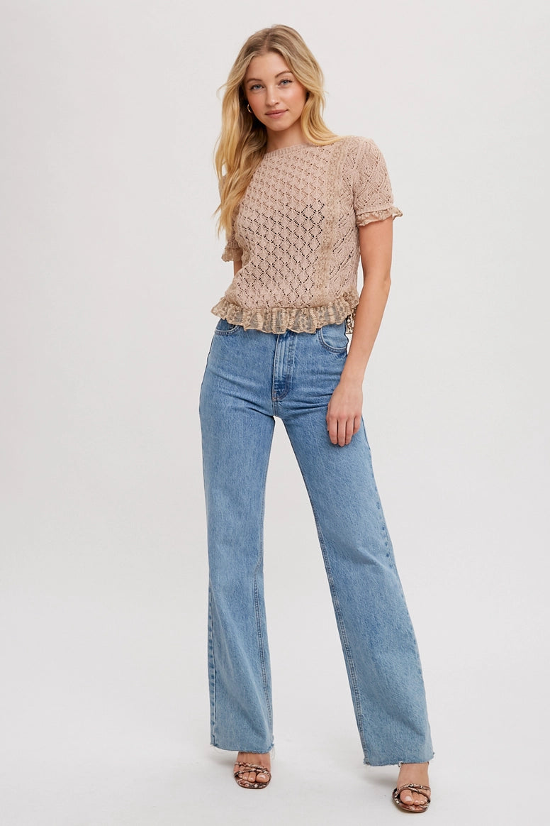 Crochet Ruffle Hem Top