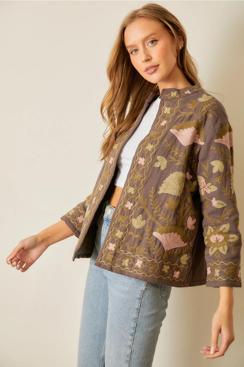 Floral Cotton Slub Jacket