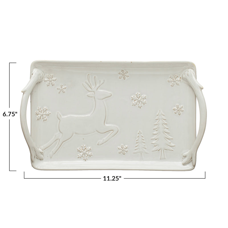 Deer Stoneware Tray